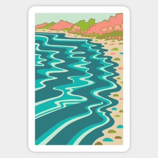 COASTLINE West Coast Coastal Beach Shoreline Outdoors Landscape in Turquoise Teal Blush Orange - UnBlink Studio by Jackie Tahara Sticker